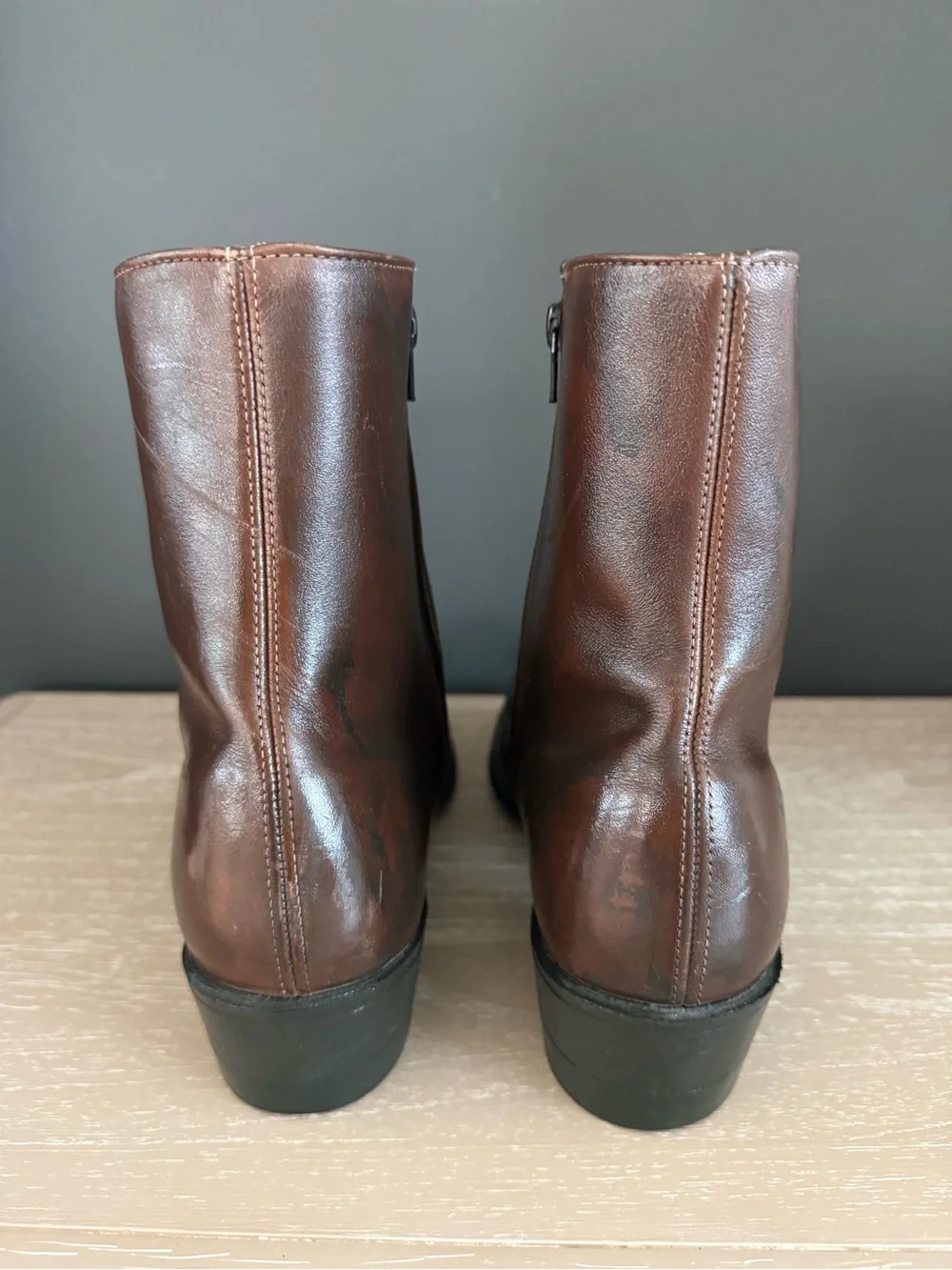 Men's Leather Ankle Boot Size 10.5 Dark Brown Boots With 7.5